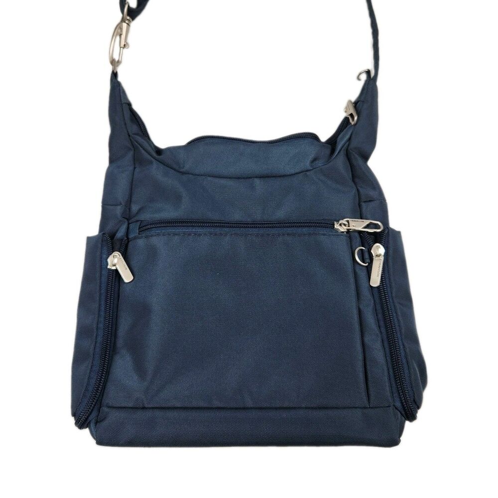 Travelon Anti-Theft Messenger Bag Midnight Blue Slash Resistant Body Locking